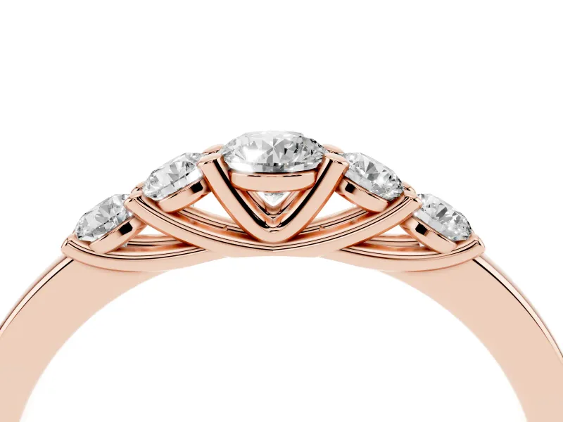 Five-Stone Round Diamond Prong-Set Half Eternity Band Set in Rose gold