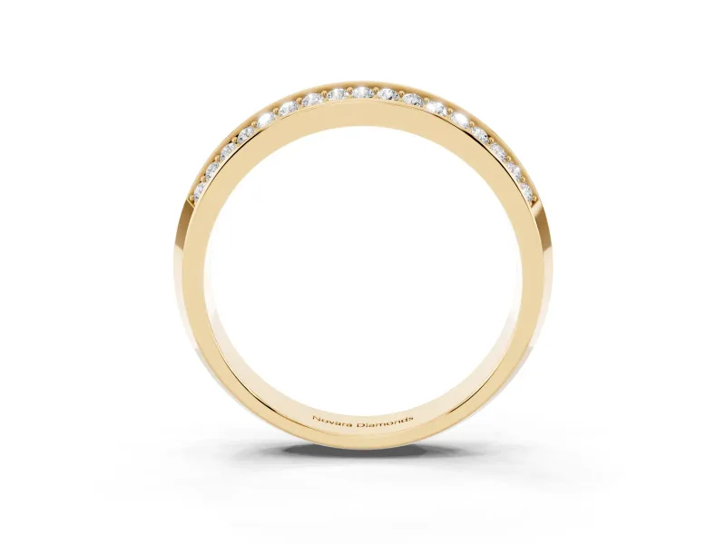 Round Diamond Double Row Eternity Band Set in Yellow gold with Channel Setting