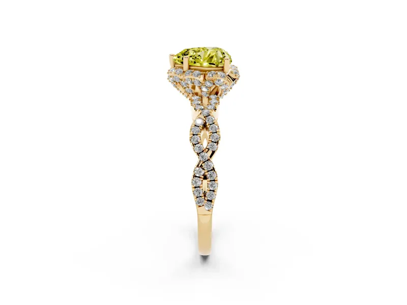 Heart-Shaped Halo Engagement Ring Setting for a Fancy Yellow Lab-Grown Diamond | Yellow Gold - Design NV-24725