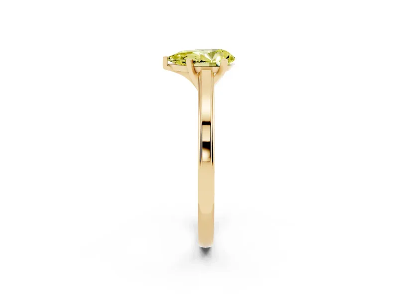 Pear-Shaped Solitaire Engagement Ring Setting for a Fancy Yellow Lab-Grown Diamond | Stepped Flat Band | Yellow Gold