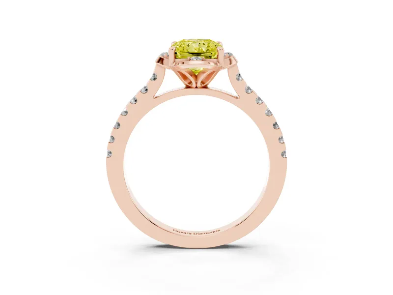 Radiant Cut Floral Petal Engagement Ring Setting for a Fancy Yellow Lab-Grown Diamond | Petal Accents | Rose Gold