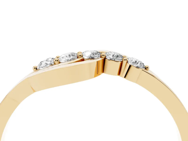 Round Lab-Grown Diamond Crossover Wedding Band | S-Curve Sweeps | Yellow Gold