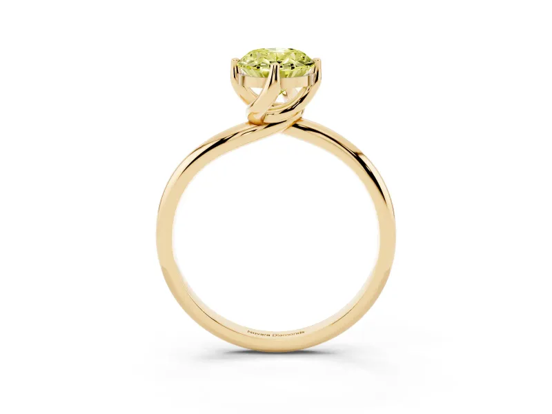 Oval Bypass Solitaire Engagement Ring Setting for a Fancy Yellow Lab-Grown Diamond | Yellow Gold
