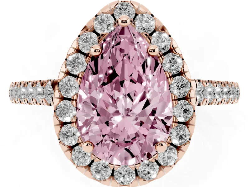 Pear-Shaped Raised Halo Engagement Ring Setting for a Fancy Pink Lab-Grown Diamond | Rose Gold