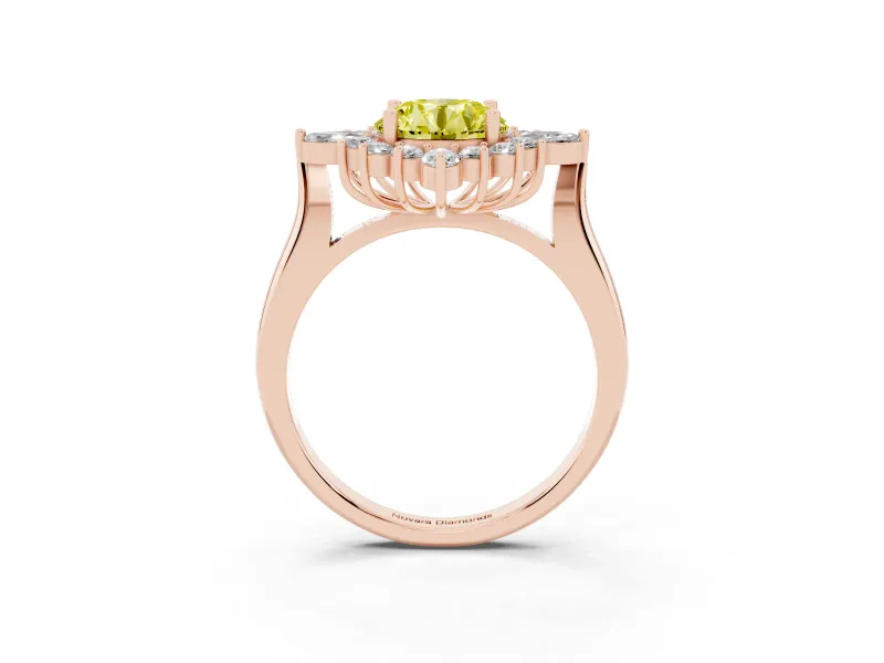Round Engagement Ring Setting for a Fancy Yellow Lab-Grown Diamond | Rose Gold - Design NV-24790
