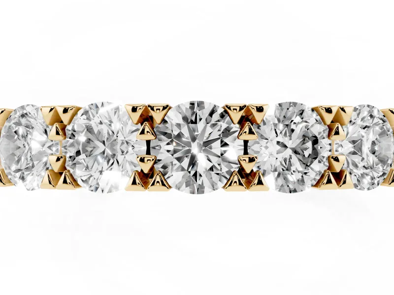 Round Lab-Grown Diamond Five-Stone Men's Wedding Band | Shared Prongs | Yellow Gold