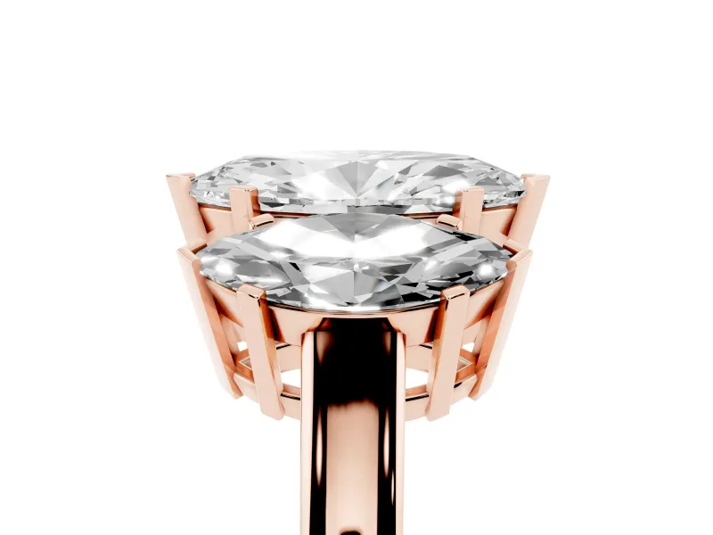 Marquise Three Stone Engagement Ring Setting | Large Side Stones | Rose Gold