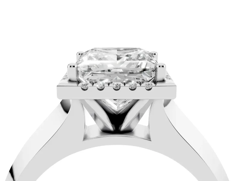 Princess Cut Halo Engagement Ring Setting | Knife-Edge Band | Platinum