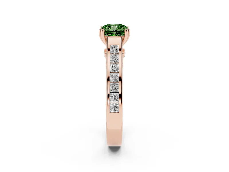 Cushion Cut Channel Engagement Ring Setting for a Fancy Green Lab-Grown Diamond | Rose Gold - Design NV-24671