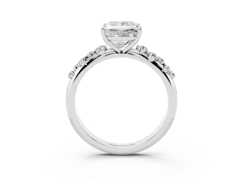 Princess Cut Diamond Cluster Solitaire Ring Set in Platinum with Prong Setting