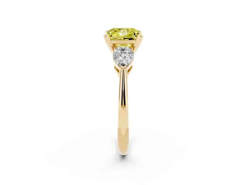 Princess Cut 3-Stone Engagement Ring Setting for a Fancy Yellow Lab-Grown Diamond | Yellow Gold