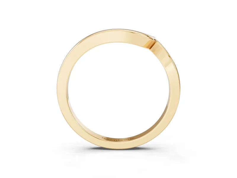 Chevron V-Shaped Contour Wedding Band | High-Polish Plain Metal | Yellow Gold