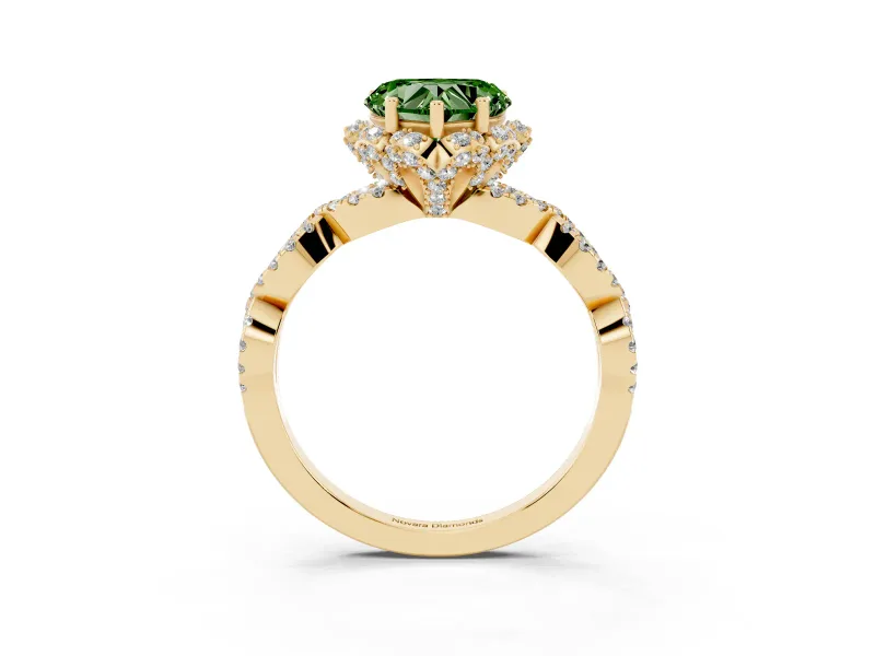 Heart-Shaped Halo Engagement Ring Setting for a Fancy Green Lab-Grown Diamond | Yellow Gold - Design NV-24725