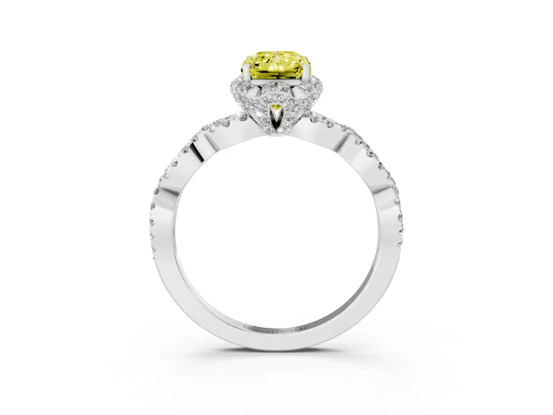 Radiant Cut Halo Engagement Ring Setting for a Fancy Yellow Lab-Grown Diamond | Sterling Silver - Design NV-24725