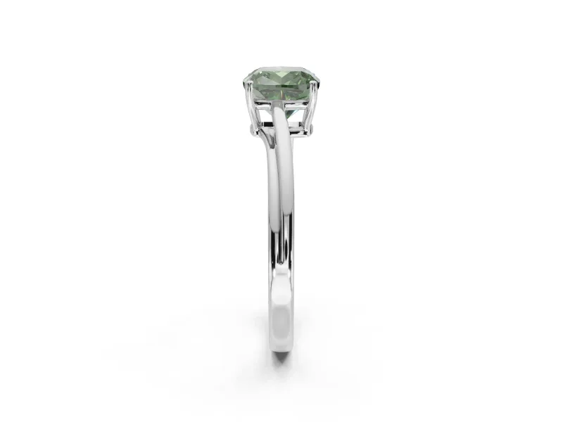 Cushion Cut Bypass Solitaire Engagement Ring Setting for a Fancy Green Lab-Grown Diamond | Sterling Silver