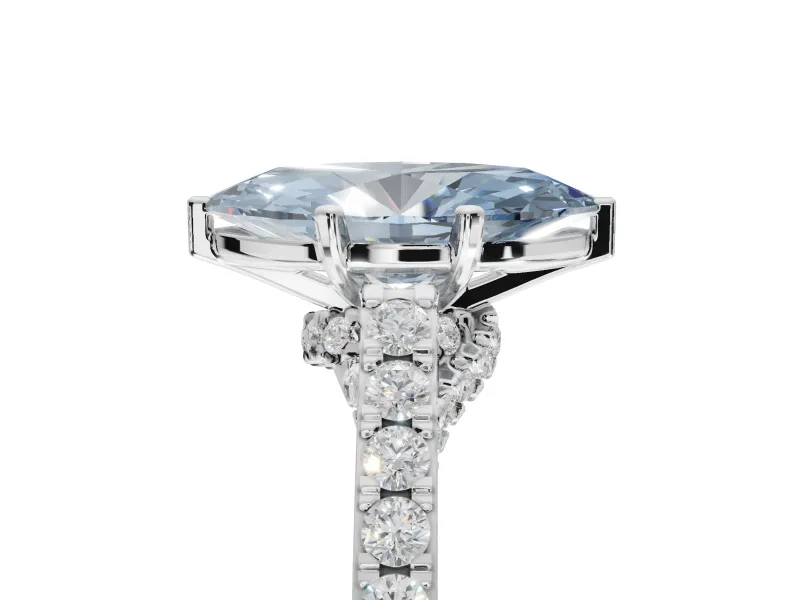 Marquise Pavé Solitaire Engagement Ring Setting for a Fancy Blue Lab-Grown Diamond | Crossover Gallery | Platinum