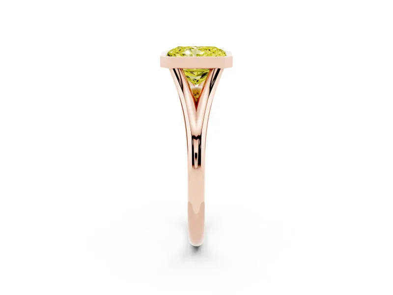 Radiant Cut Bezel Engagement Ring Setting for a Fancy Yellow Lab-Grown Diamond | Rose Gold