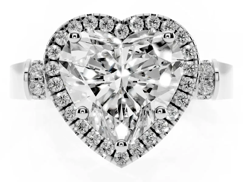 Heart-Shaped Halo Engagement Ring Setting | Pointed Pave Shoulders | Platinum