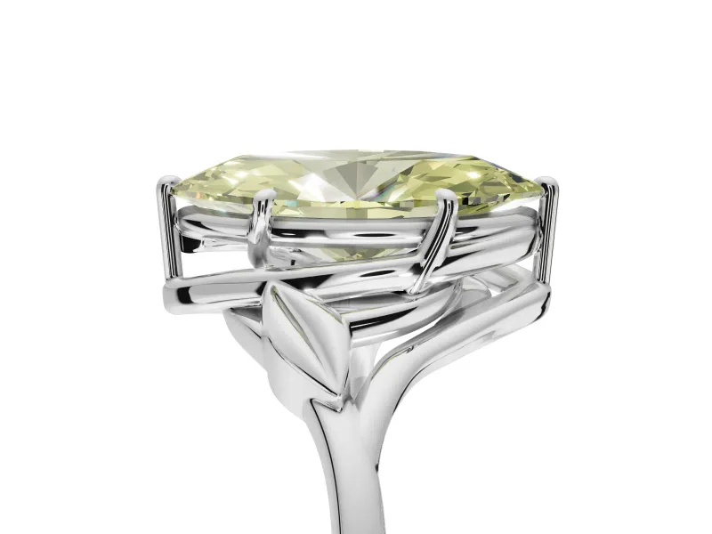 Marquise Leaf Bypass Solitaire Engagement Ring Setting for a Fancy Yellow Lab-Grown Diamond | Sterling Silver