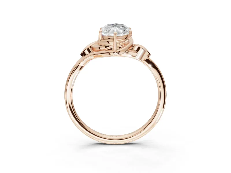Marquise Leaf Bypass Solitaire Engagement Ring Setting | Polished Band | Rose Gold