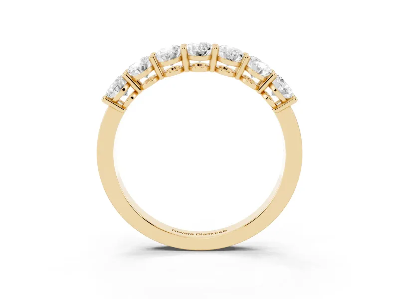 Oval Lab-Grown Diamond Half Eternity Band | Shared Prongs | Yellow Gold