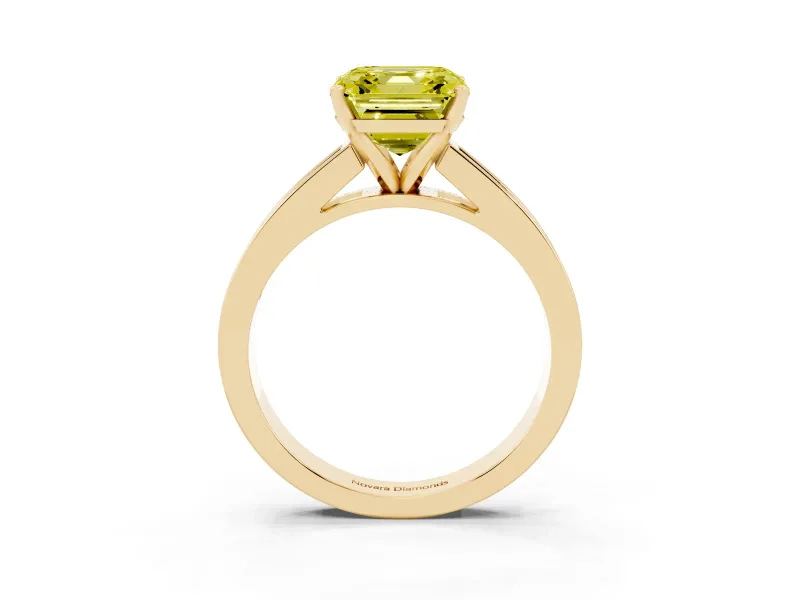 Asscher Cut Channel Engagement Ring Setting for a Fancy Yellow Lab-Grown Diamond | Yellow Gold