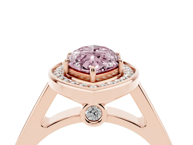 Marquise Rimmed Halo Engagement Ring Setting for a Fancy Pink Lab-Grown Diamond | Rose Gold