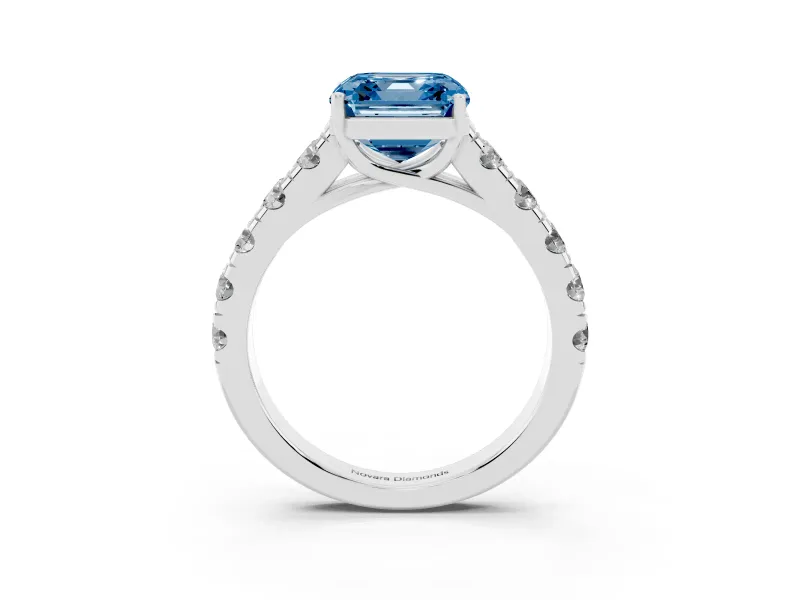 Asscher Cut Engagement Ring Setting for a Fancy Blue Lab-Grown Diamond | White Gold - Design NV-24643