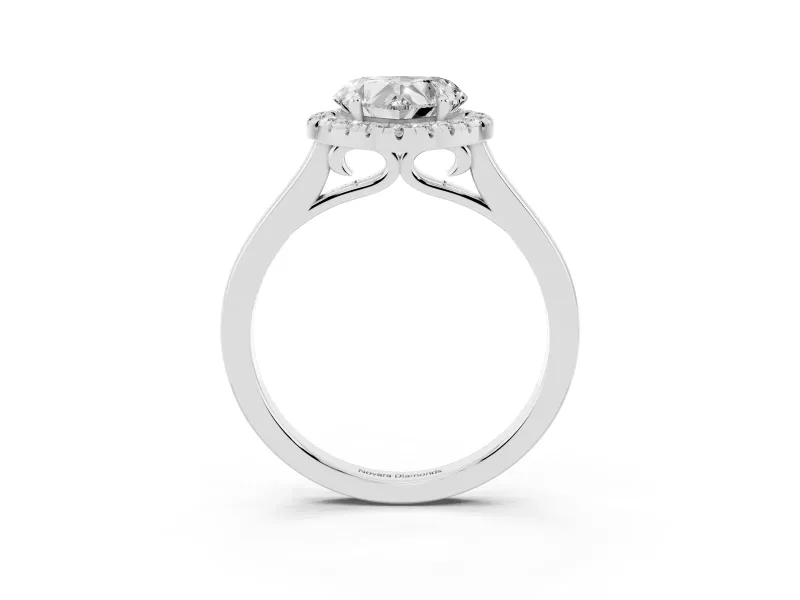 Heart-Shaped Halo Engagement Ring Setting | Flat Tapered Band | White Gold