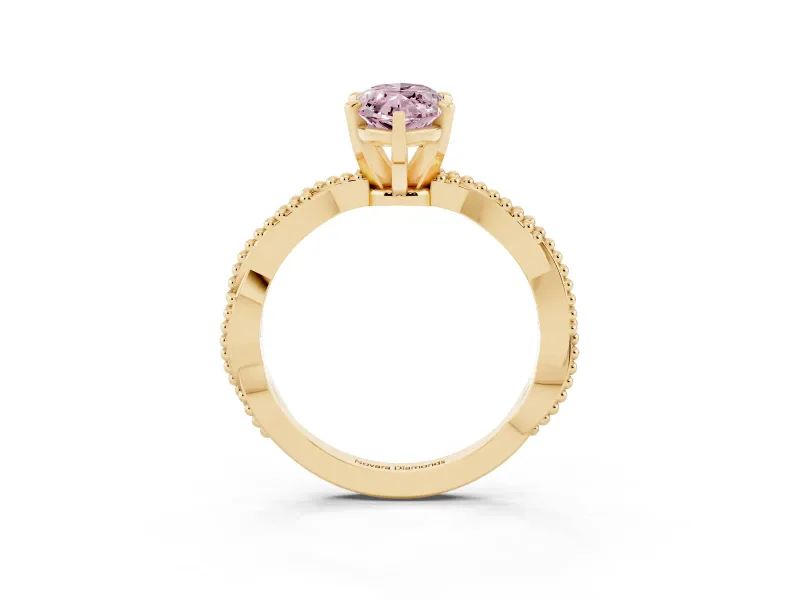Marquise Twisted Solitaire Engagement Ring Setting for a Fancy Pink Lab-Grown Diamond | Yellow Gold