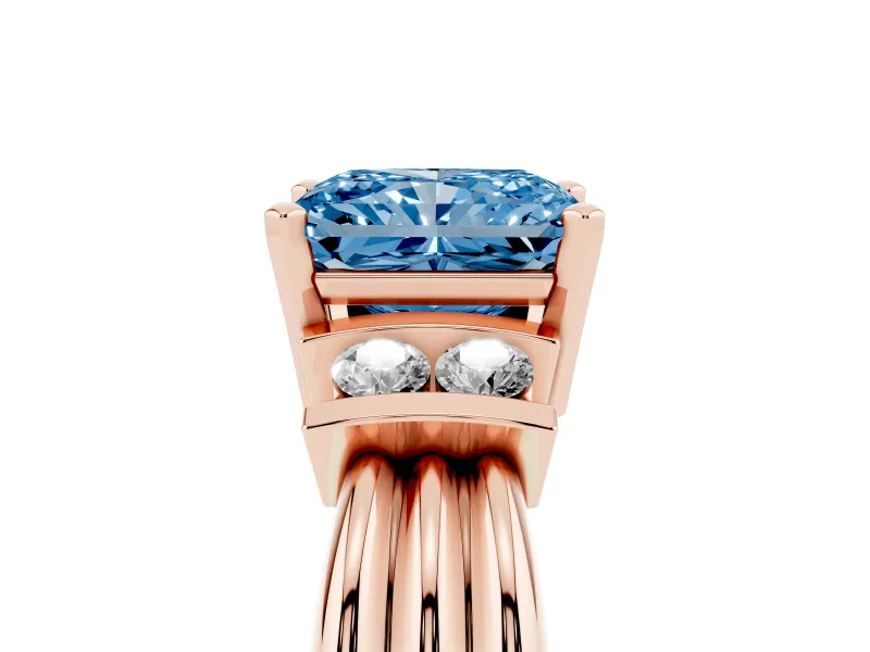 Radiant Cut Bar-Set Engagement Ring Setting for a Fancy Blue Lab-Grown Diamond | Rose Gold