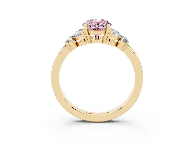 Oval Petal Engagement Ring Setting for a Fancy Pink Lab-Grown Diamond | Yellow Gold