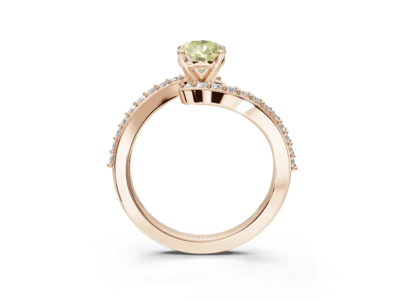 Pear-Shaped Bypass Pavé Engagement Ring Setting for a Fancy Yellow Lab-Grown Diamond | Rose Gold