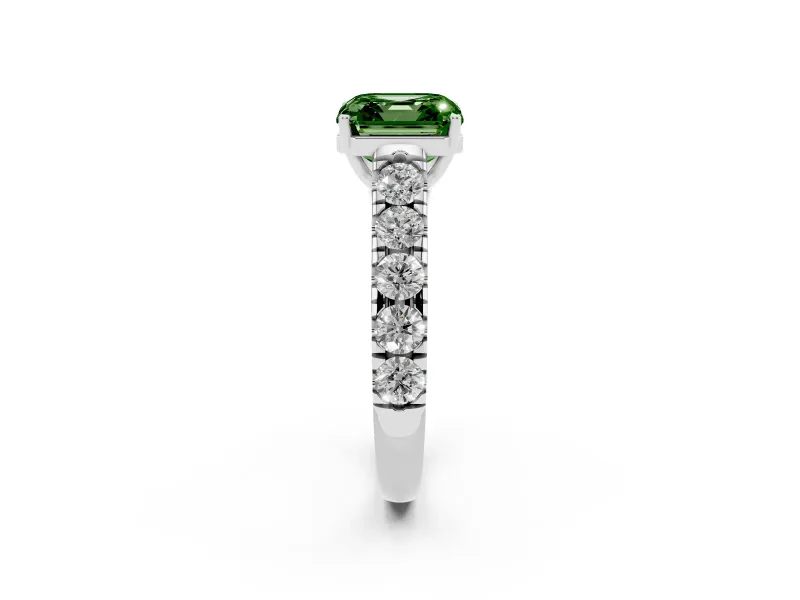 Asscher Cut Engagement Ring Setting for a Fancy Green Lab-Grown Diamond | White Gold - Design NV-24643