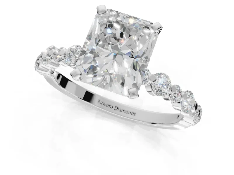 Radiant Cut Pavé Solitaire Engagement Ring Setting | Alternating Accents | Platinum