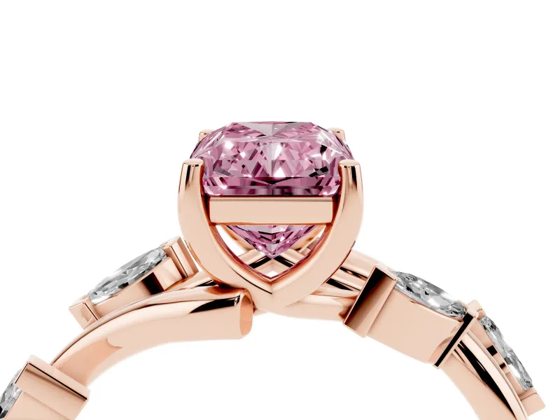 Radiant Cut Twisted Vine Engagement Ring Setting for a Fancy Pink Lab-Grown Diamond | Rose Gold