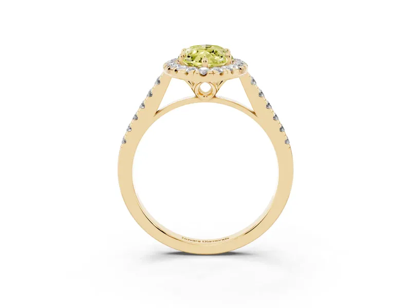 Marquise Raised Halo Engagement Ring Setting for a Fancy Yellow Lab-Grown Diamond | Yellow Gold
