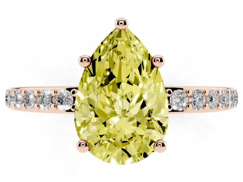 Pear-Shaped Hidden Halo Engagement Ring Setting for a Fancy Yellow Lab-Grown Diamond | Rose Gold