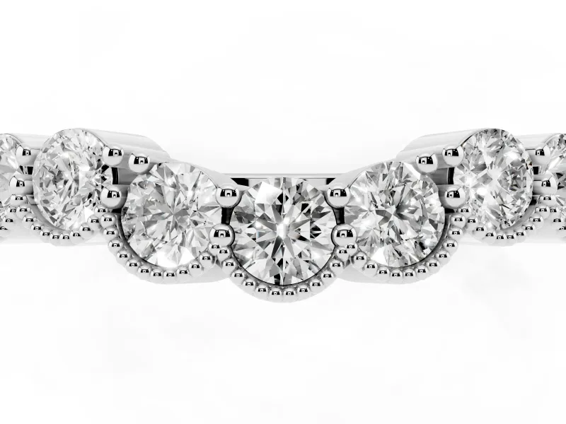 Round Diamond Bezel Half Eternity Band Set in Platinum with Plain Lower Shank