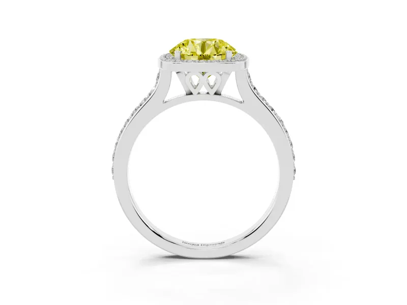 Round Halo Engagement Ring Setting for a Fancy Yellow Lab-Grown Diamond | White Gold - Design NV-24729