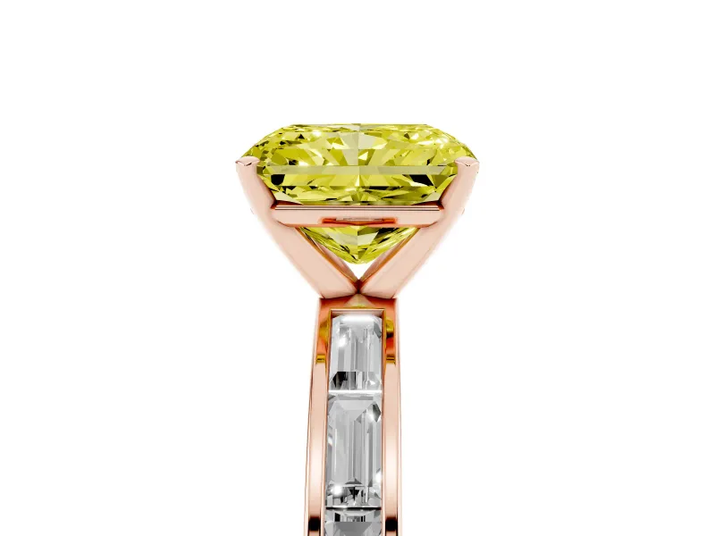 Radiant Cut Channel Set Engagement Ring Setting for a Fancy Yellow Lab-Grown Diamond | Rose Gold
