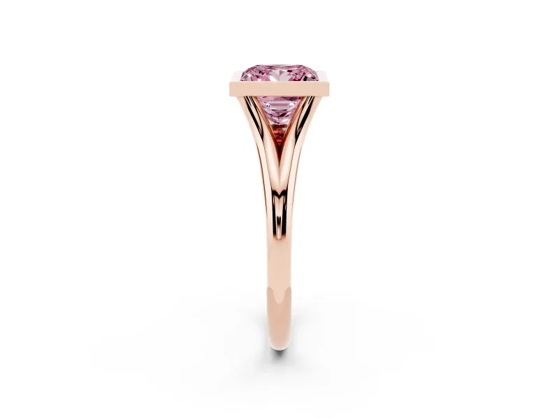 Princess Cut Bezel Engagement Ring Setting for a Fancy Pink Lab-Grown Diamond | Rose Gold