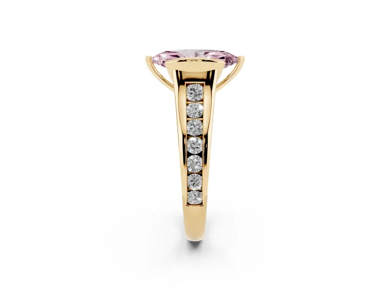Marquise Half Bezel Engagement Ring Setting for a Fancy Pink Lab-Grown Diamond | Yellow Gold