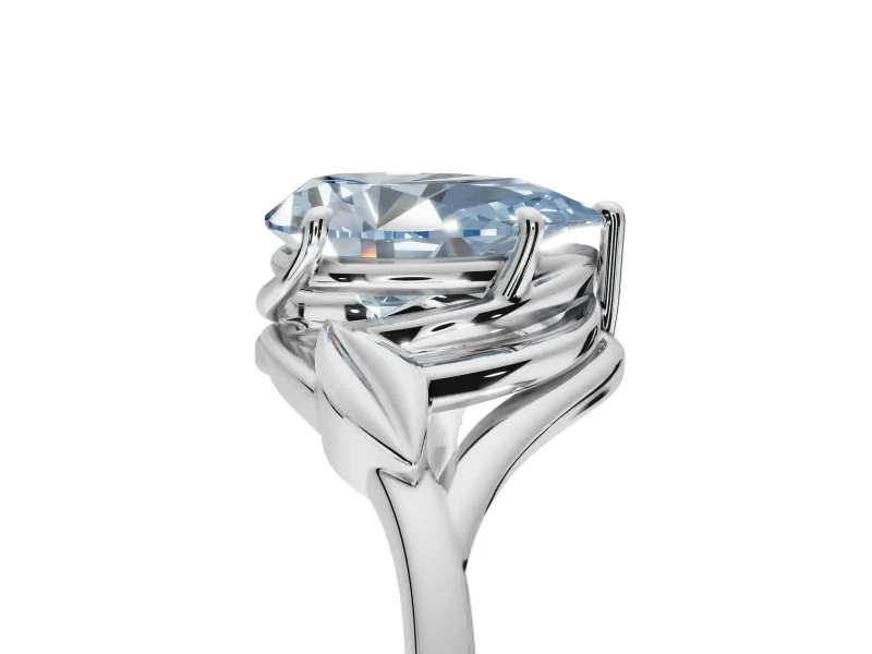 Pear-Shaped Bypass Solitaire Engagement Ring Setting for a Fancy Blue Lab-Grown Diamond | Platinum