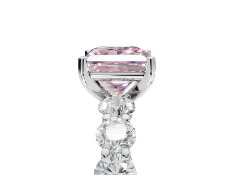 Princess Cut Engagement Ring Setting for a Fancy Pink Lab-Grown Diamond | Sterling Silver - Design NV-24455