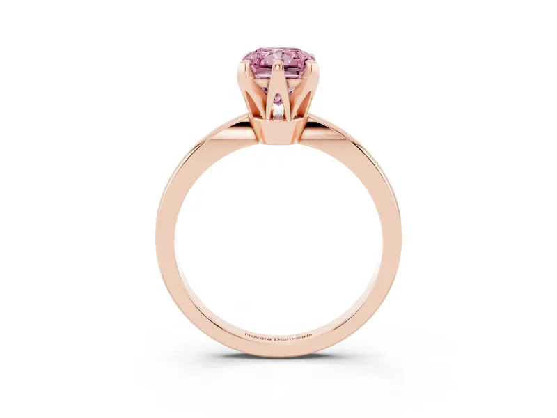 Radiant Cut Tapered Solitaire Engagement Ring Setting for a Fancy Pink Lab-Grown Diamond | Claw Prong Head | Rose Gold