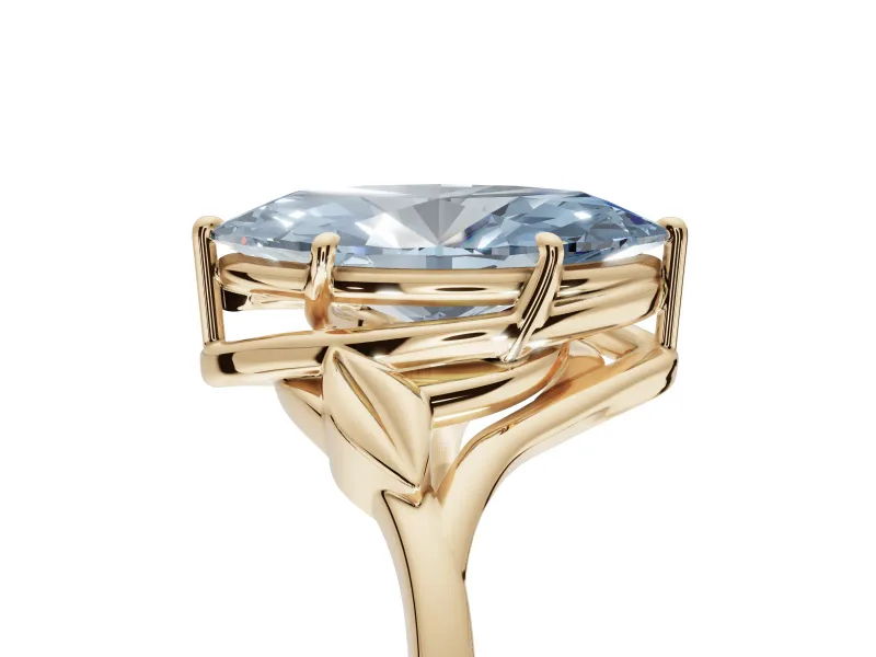 Marquise Bypass Solitaire Engagement Ring Setting for a Fancy Blue Lab-Grown Diamond | Yellow Gold