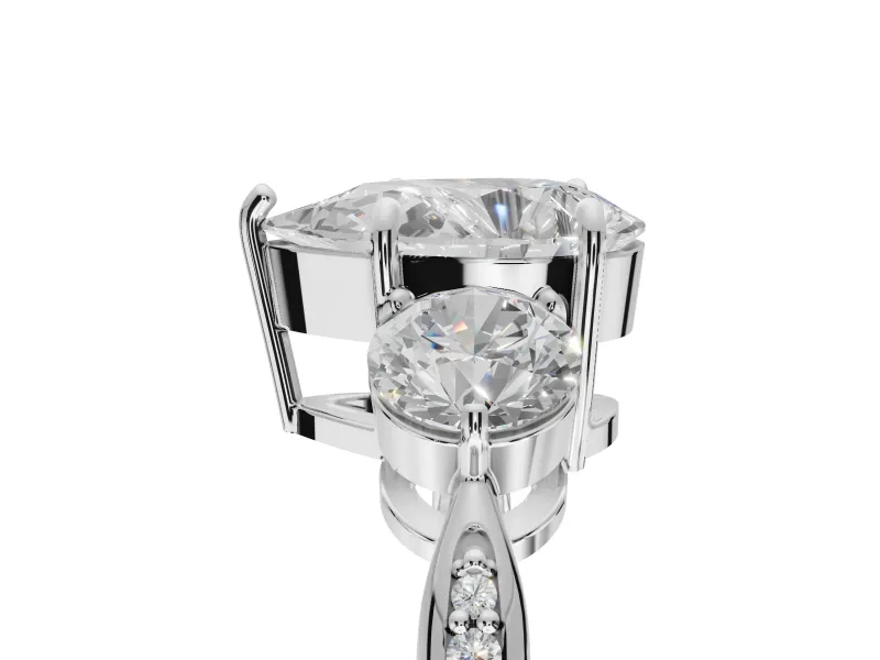 Pear-Shaped Three Stone Engagement Ring Setting | Tapered Pave Band | Platinum