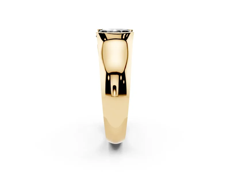 Radiant Cut Half Bezel Engagement Ring Setting for a Black Center | Wide Band | Yellow Gold