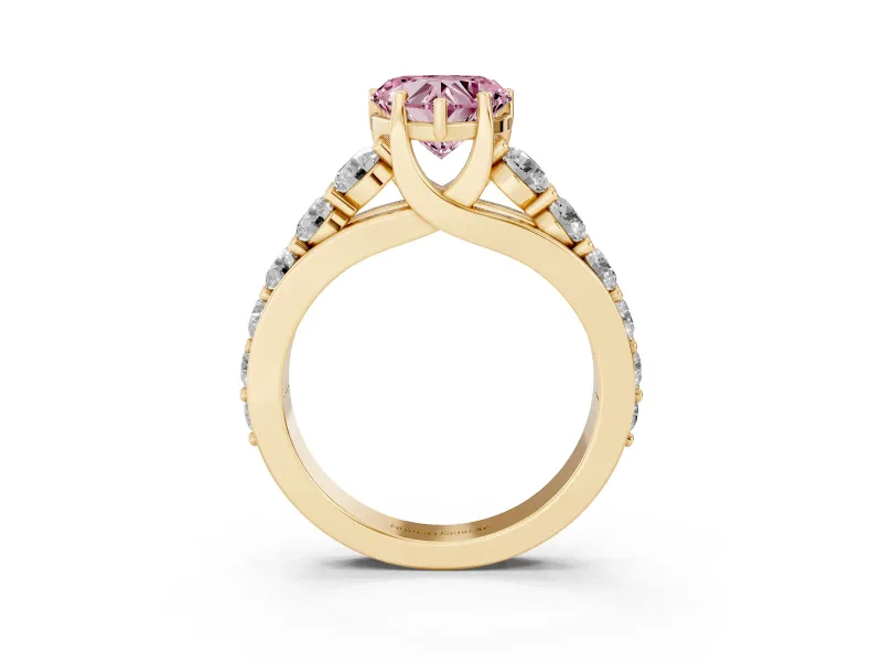 Heart-Shaped Engagement Ring Setting for a Fancy Pink Lab-Grown Diamond | Yellow Gold - Design NV-24645
